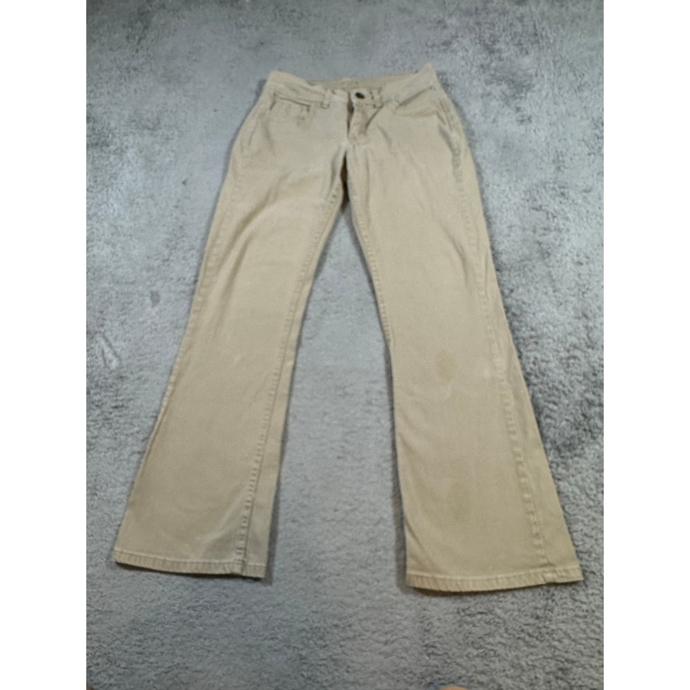 Old Navy Womens 6 M Khaki Flare Leg Pants Tan Low Rise Stretch Cotton